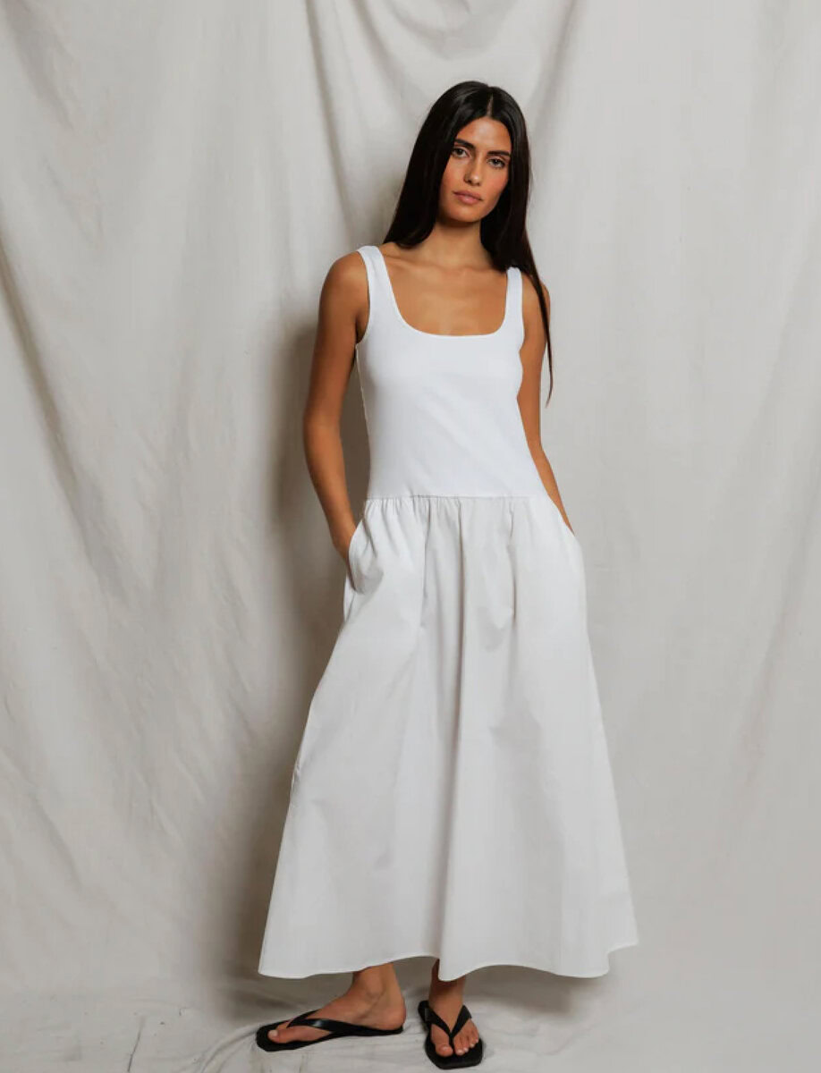 FABIOLA POPLIN TANK DRESS | WHITE