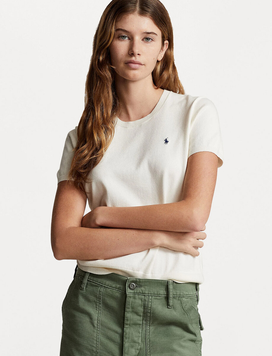 LOGO KNIT T-SHIRT | CREAM