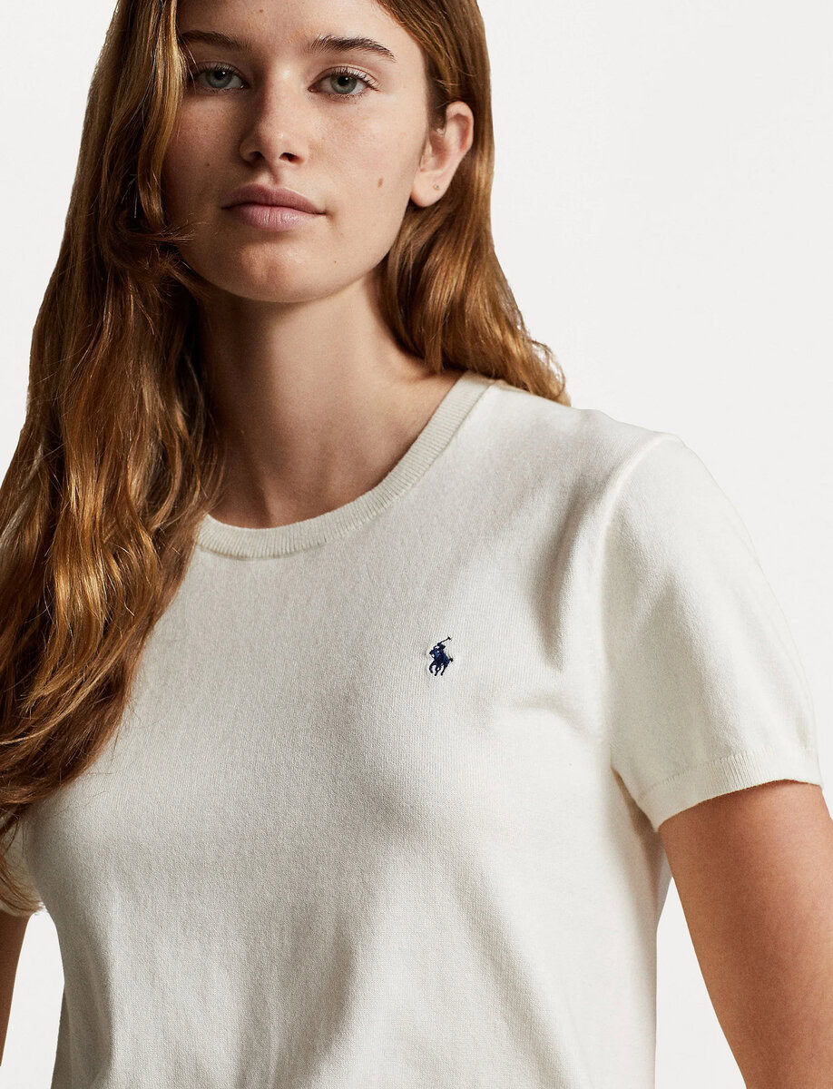LOGO KNIT T-SHIRT | CREAM – תמונה 4