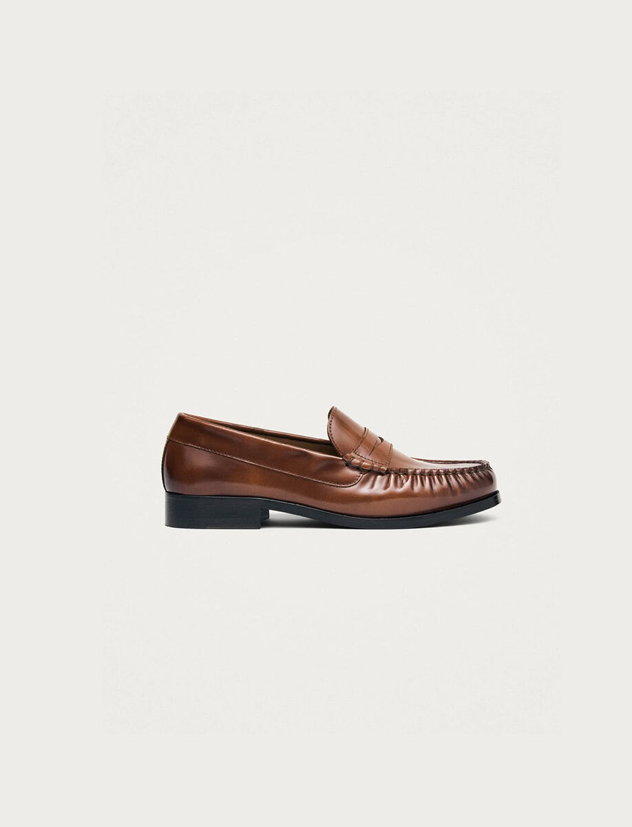 RIVET LEATHER LOAFERS | BRUSHED TAN