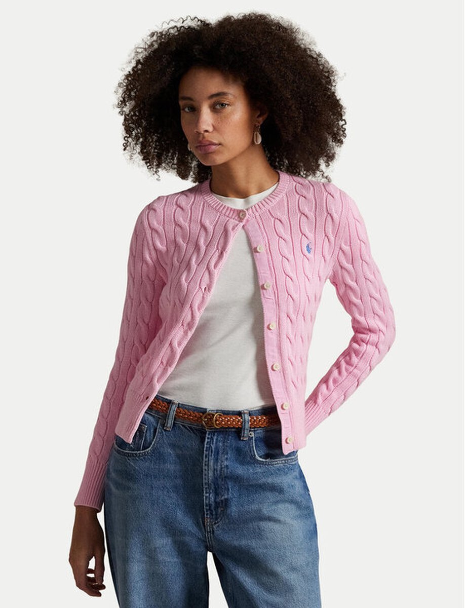KNIT CABLE CARDIGAN | PINK