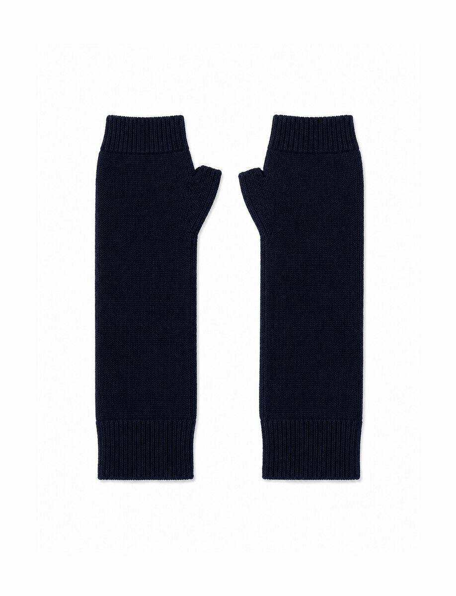 RACCOON WOOL MITTENS | NAVY