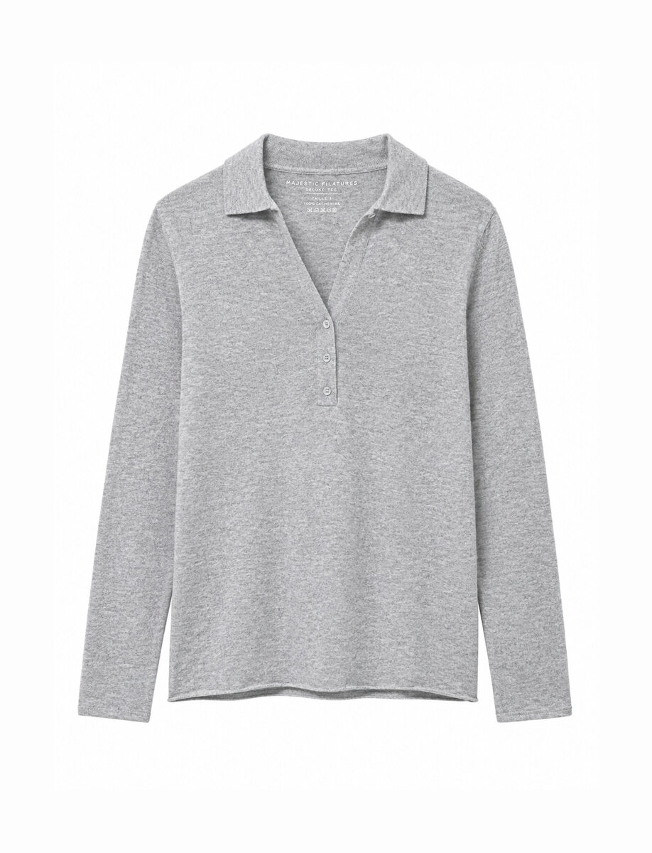 CASHMERE POLO | HEATHER GREY
