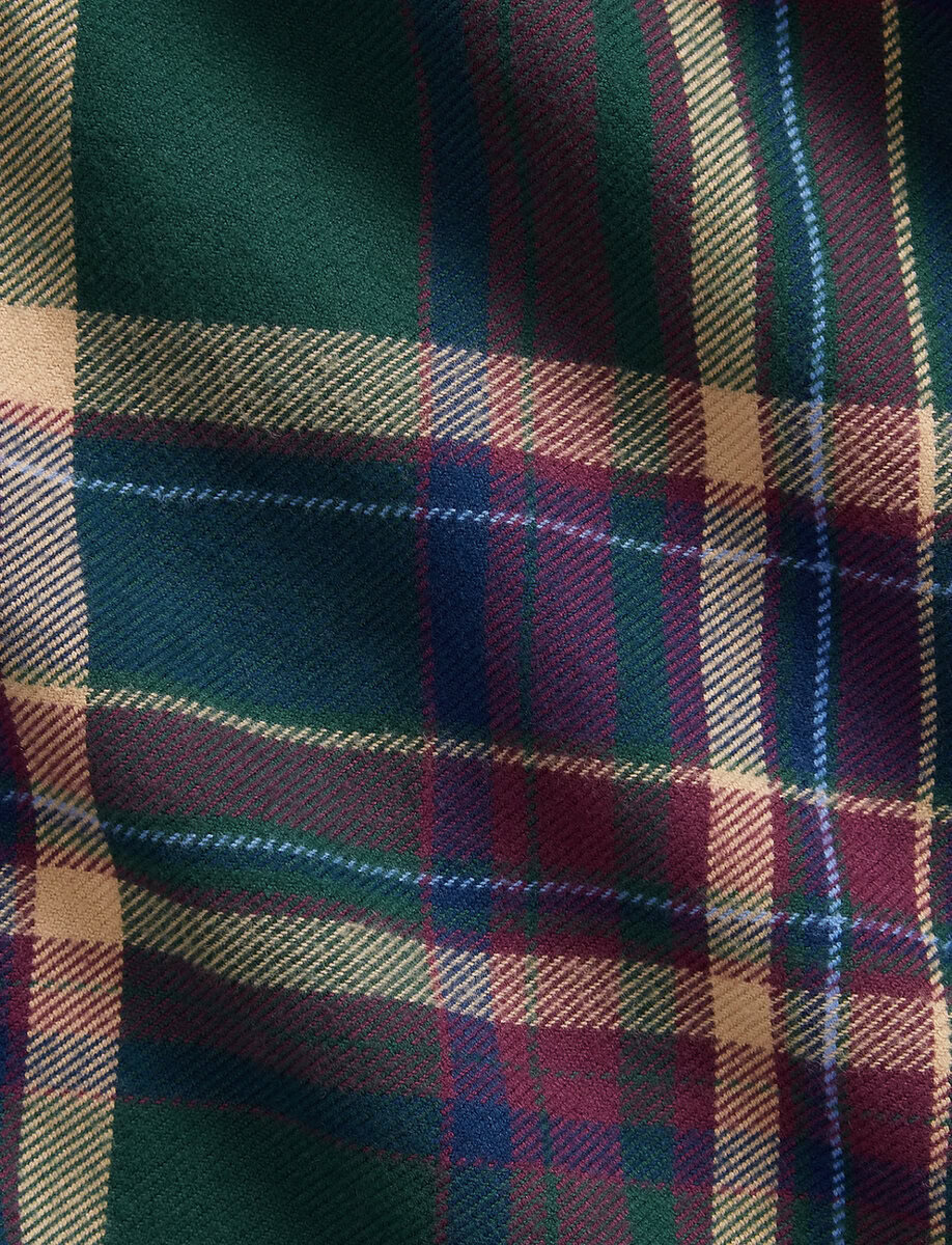 CUSTOM FIT PLAID FLANNEL SHIRT | FOREST BURGUNDY – תמונה 2