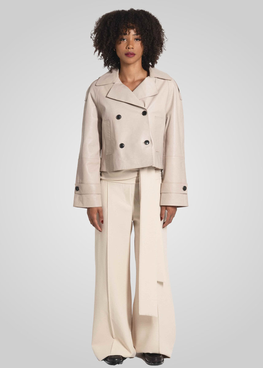 HANNA CROPPED LEATHER JACKET | SALT – תמונה 4