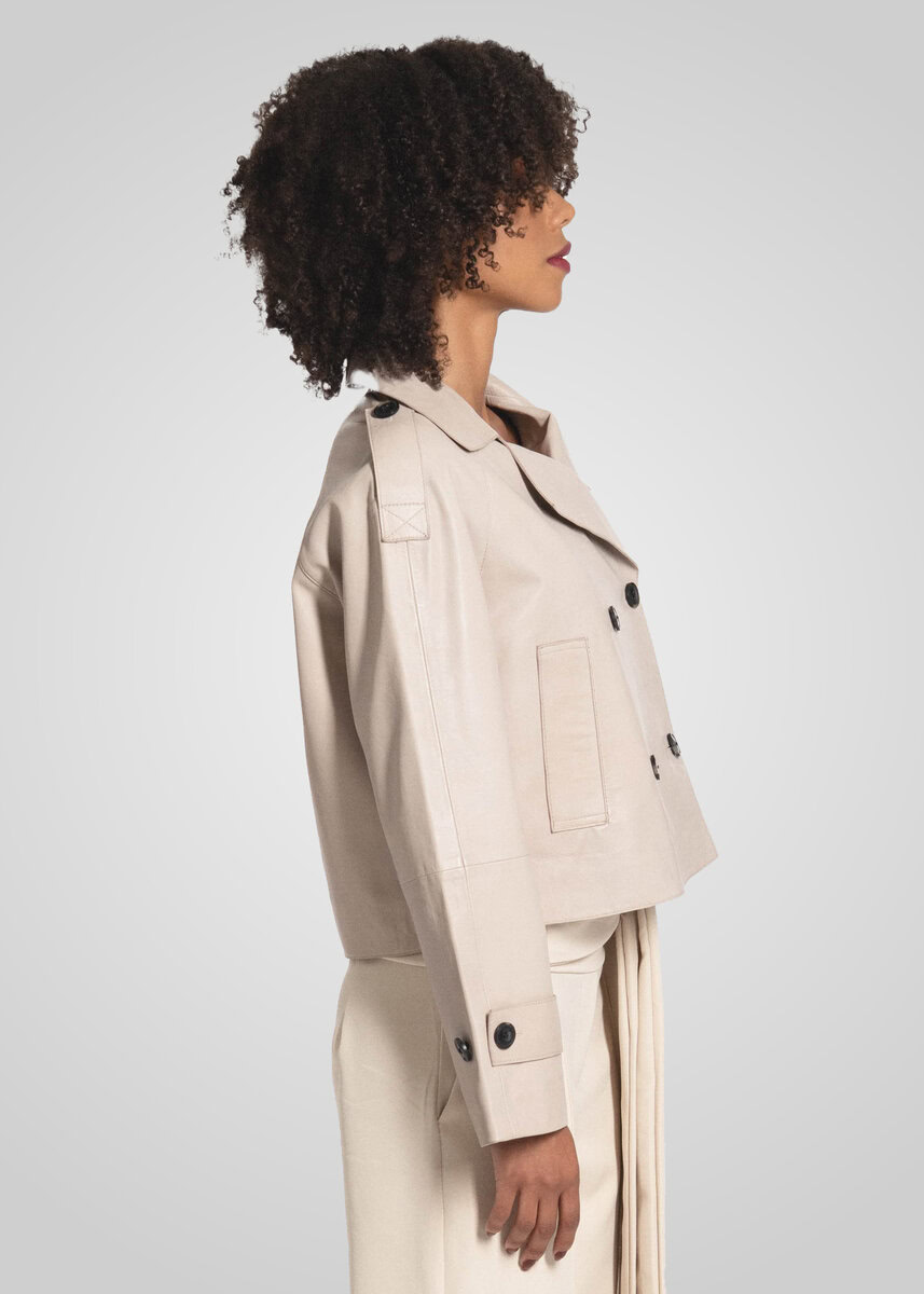 HANNA CROPPED LEATHER JACKET | SALT – תמונה 6