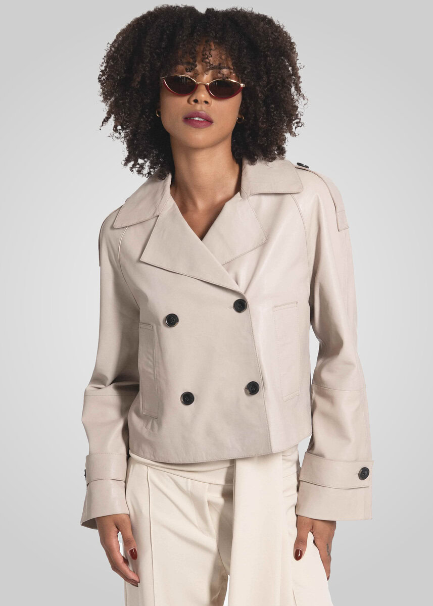 HANNA CROPPED LEATHER JACKET | SALT – תמונה 5