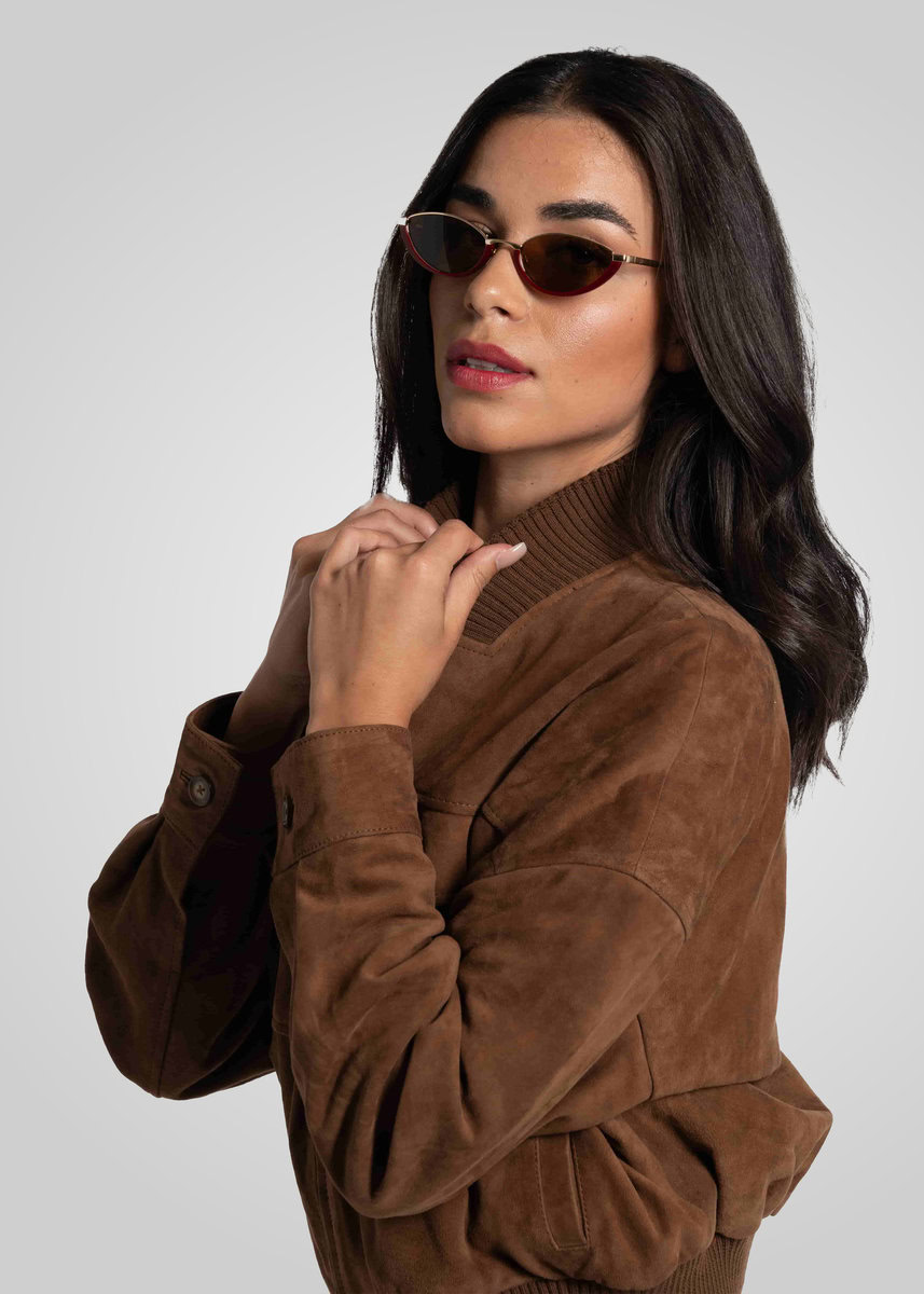 CAMILLA SUEDE BOMBER JACKET | CHESTNUT – תמונה 6