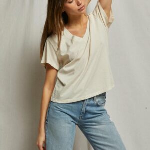 HENDRIX COTTON BOXY V NECK TEE