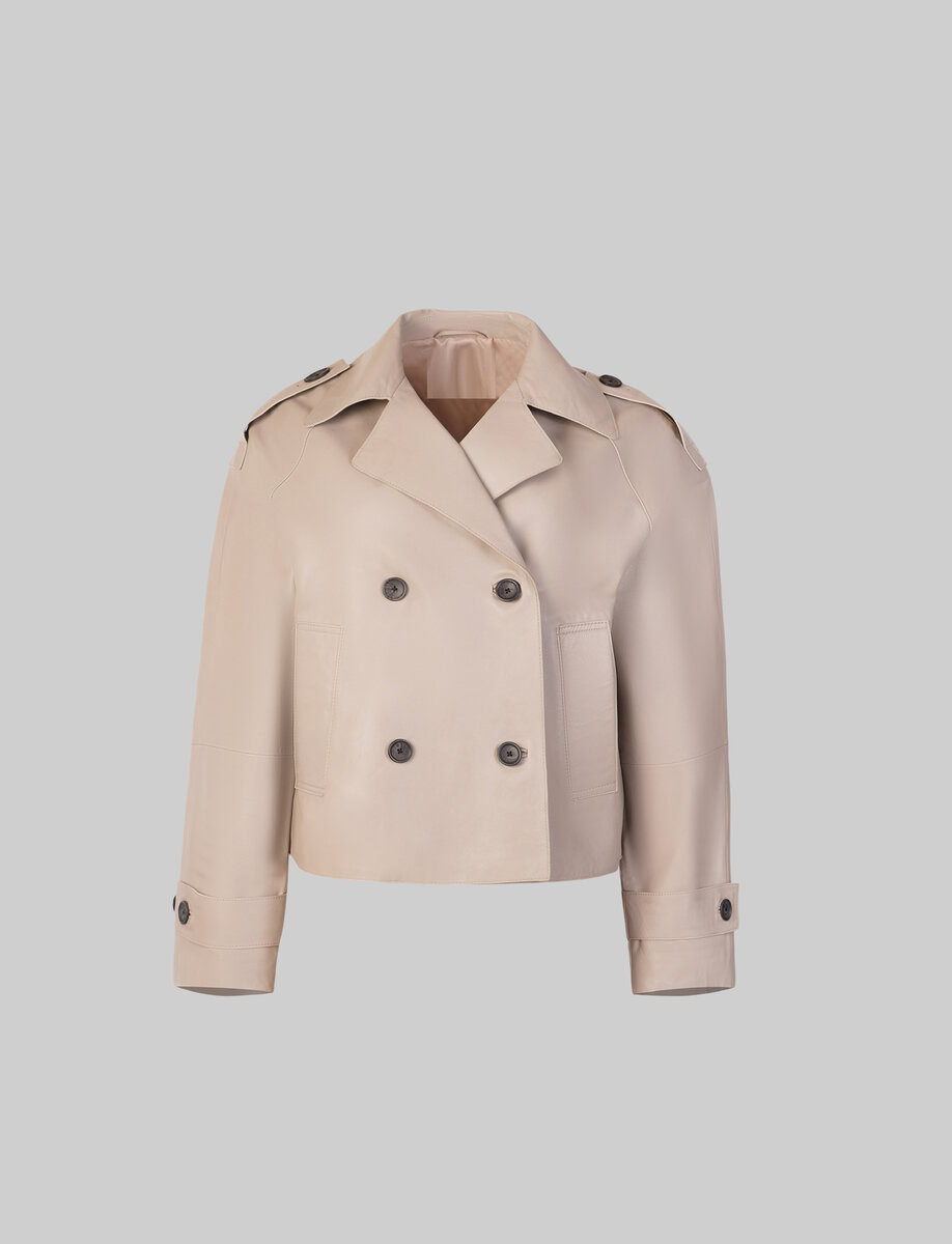 HANNA CROPPED LEATHER JACKET | SALT – תמונה 2