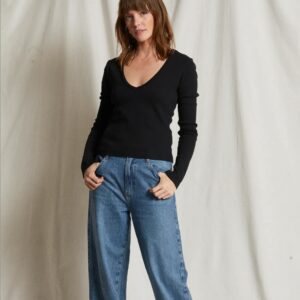 KITT STRUCTURED RIB VNECK TOP