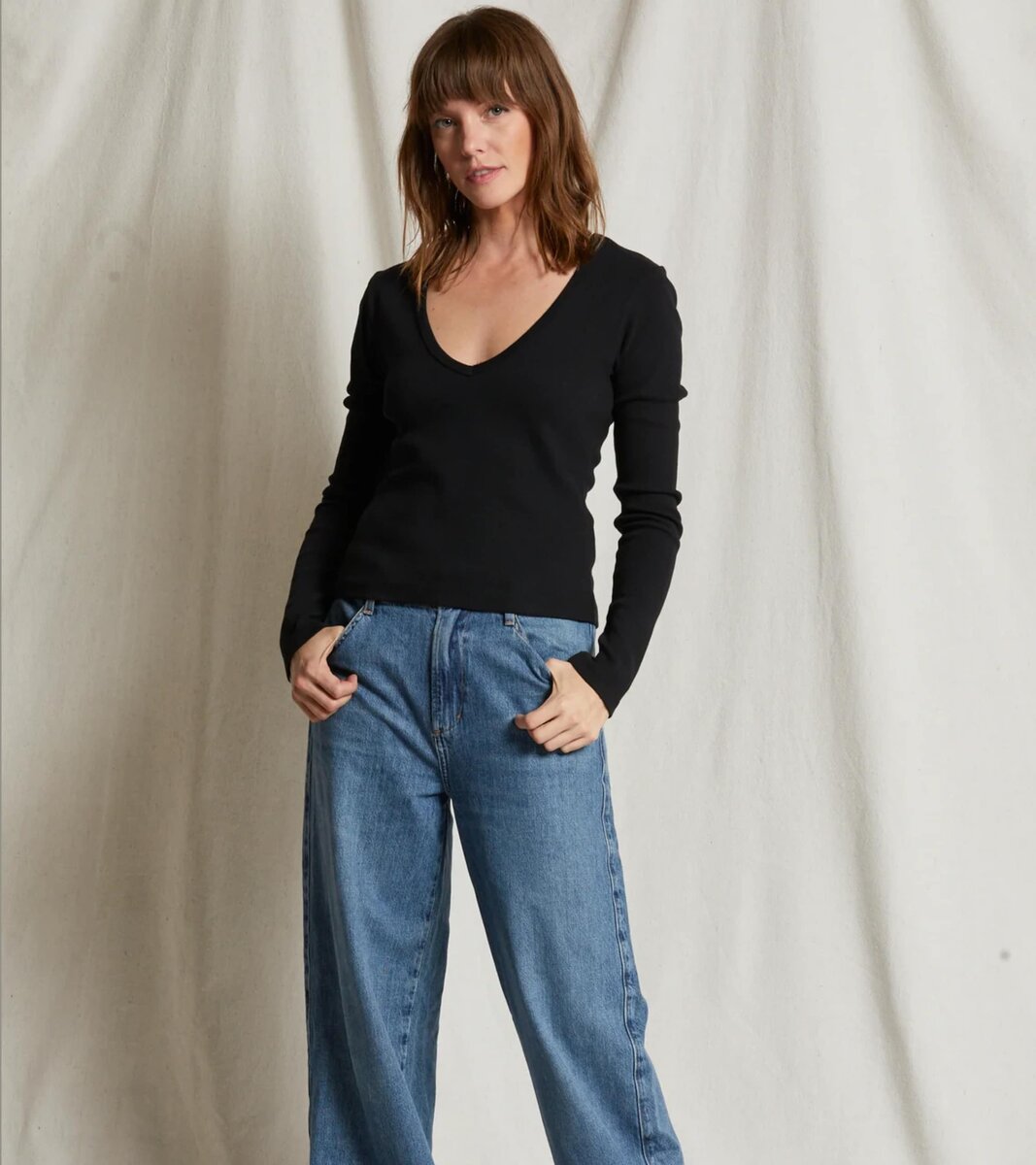 KITT STRUCTURED RIB VNECK TOP