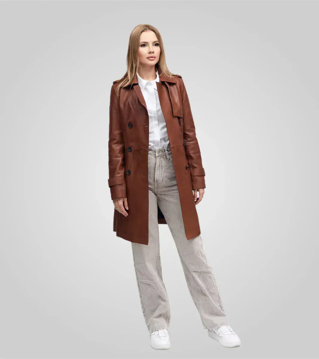 LAURE KNEE LENGTH LEATHER TRENCH | AFRICA – תמונה 3