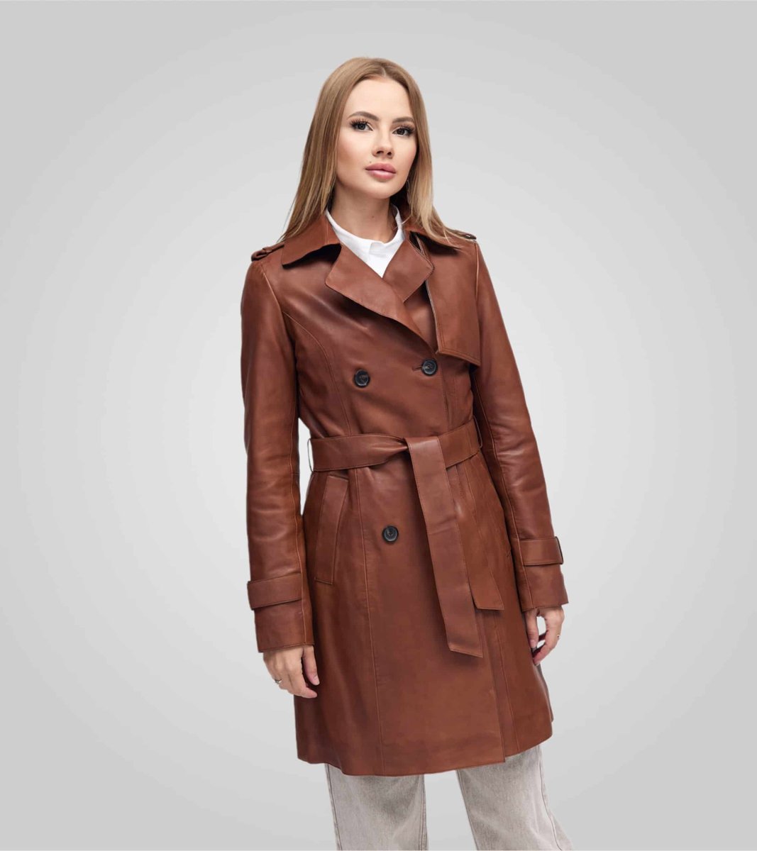 LAURE KNEE LENGTH LEATHER TRENCH | AFRICA