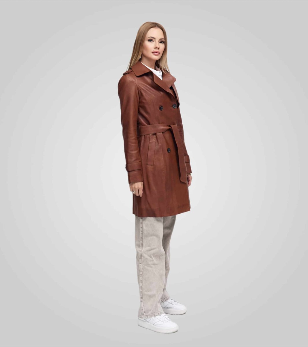 LAURE KNEE LENGTH LEATHER TRENCH | AFRICA – תמונה 2