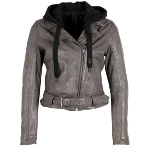 LEATHER JACKET WITH HOODIE