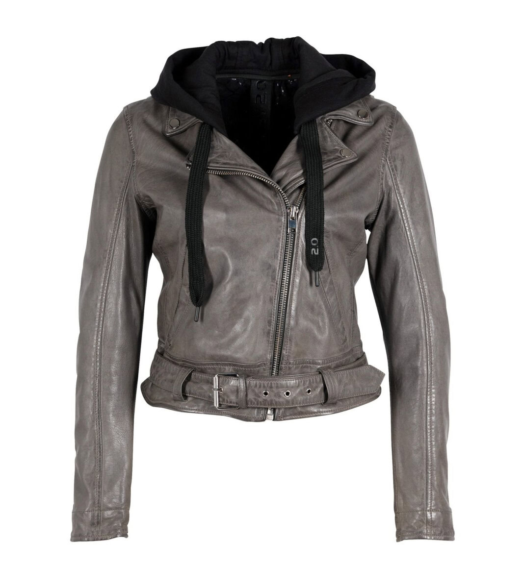 LEATHER JACKET WITH HOODIE