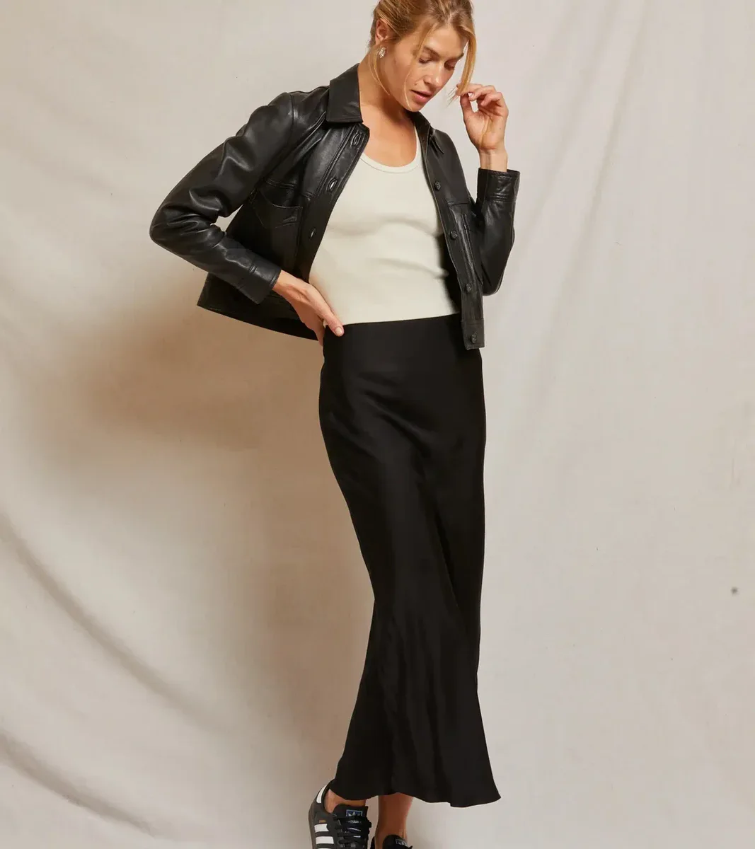 GENEVIEVE LUXE SATIN MAXI SKIRT