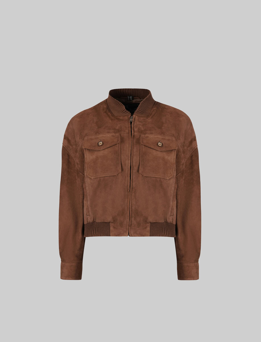 CAMILLA SUEDE BOMBER JACKET | CHESTNUT