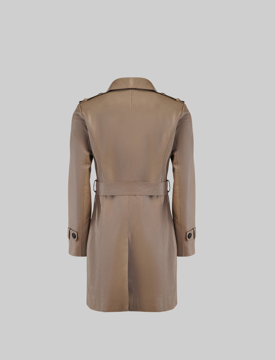 LAURE KNEE LENGTH LEATHER TRENCH | LUSH – תמונה 3