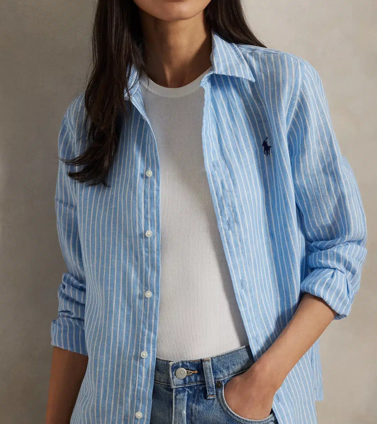 CLASSIC FIT LINEN STRIPED SHIRT