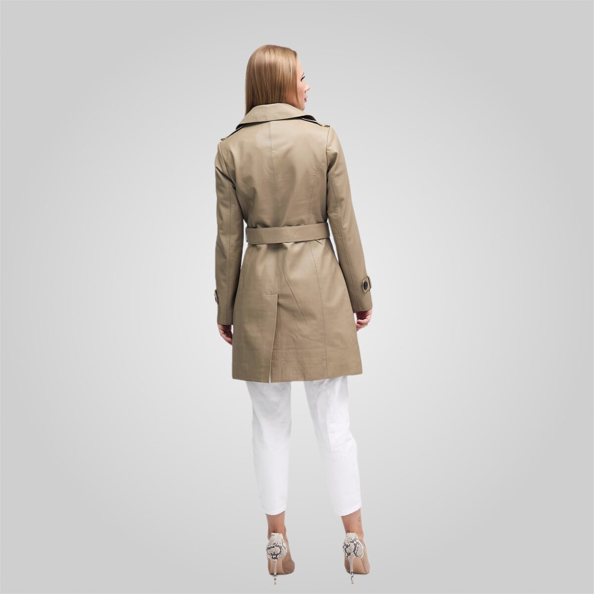 LAURE KNEE LENGTH LEATHER TRENCH | LUSH – תמונה 11