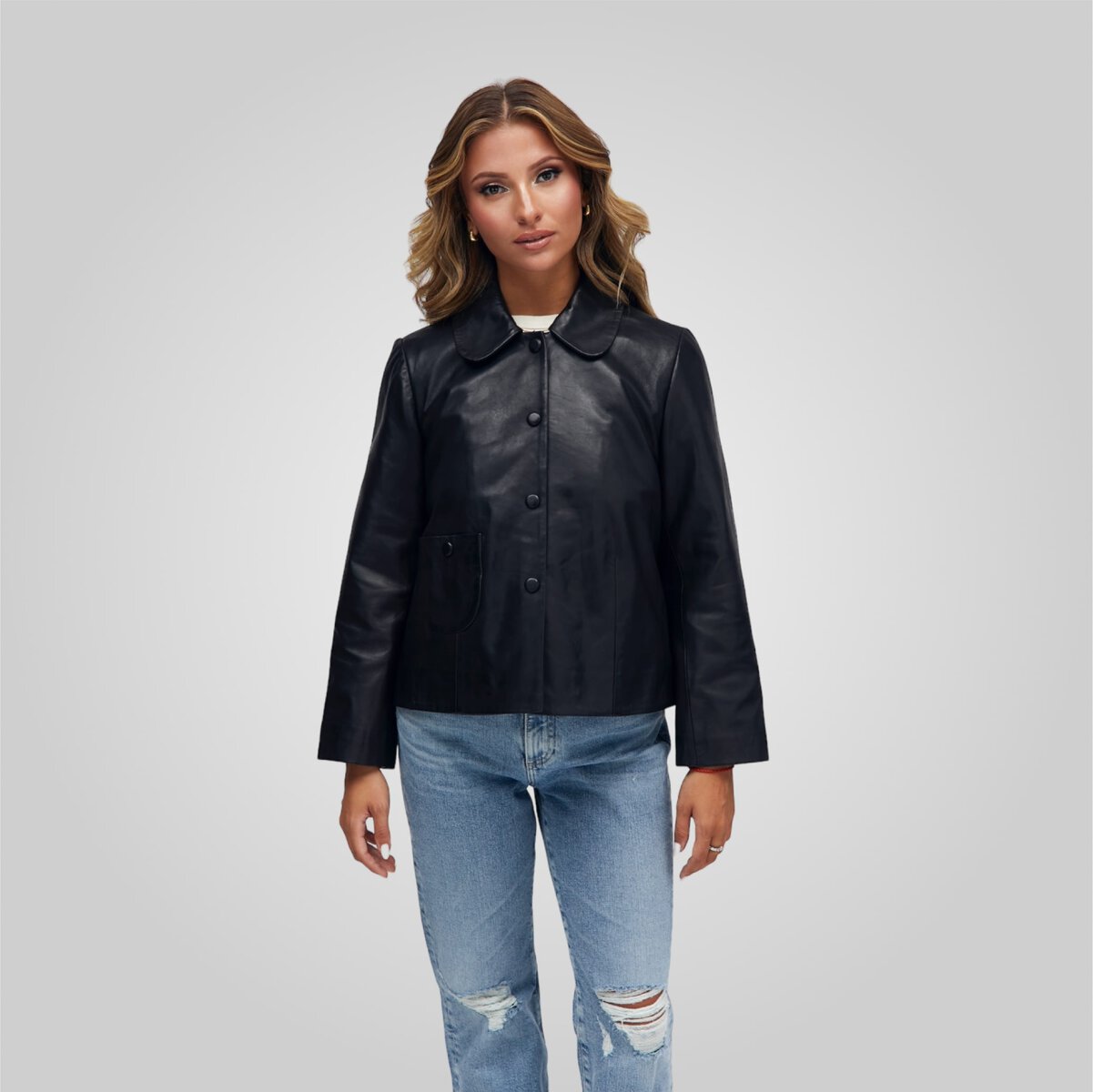 MARLEY COMFORT FIT LEATHER JACKET | BLACK – תמונה 4