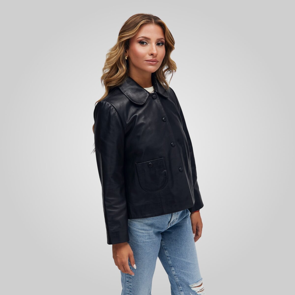 MARLEY COMFORT FIT LEATHER JACKET | BLACK – תמונה 3