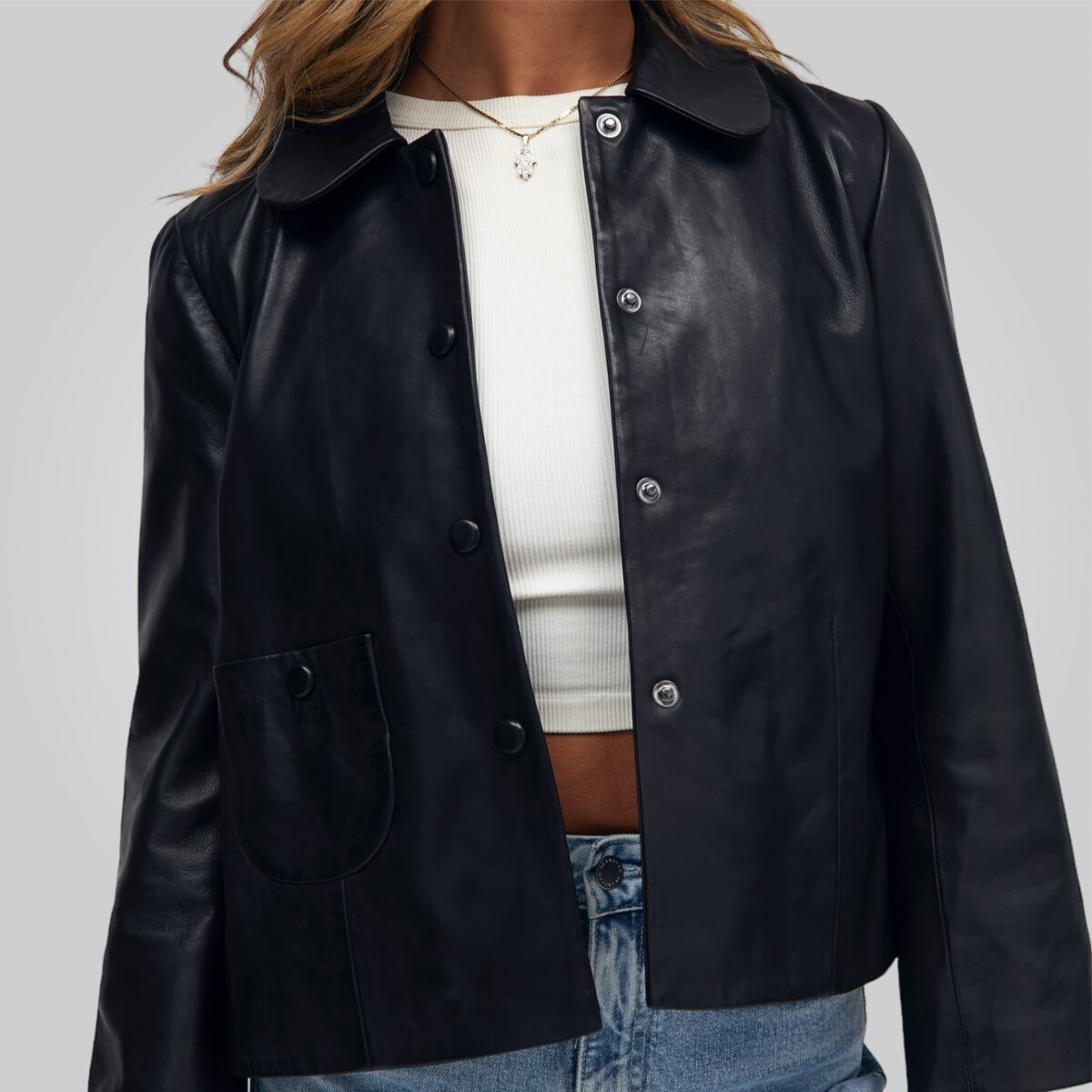 MARLEY COMFORT FIT LEATHER JACKET | BLACK – תמונה 5