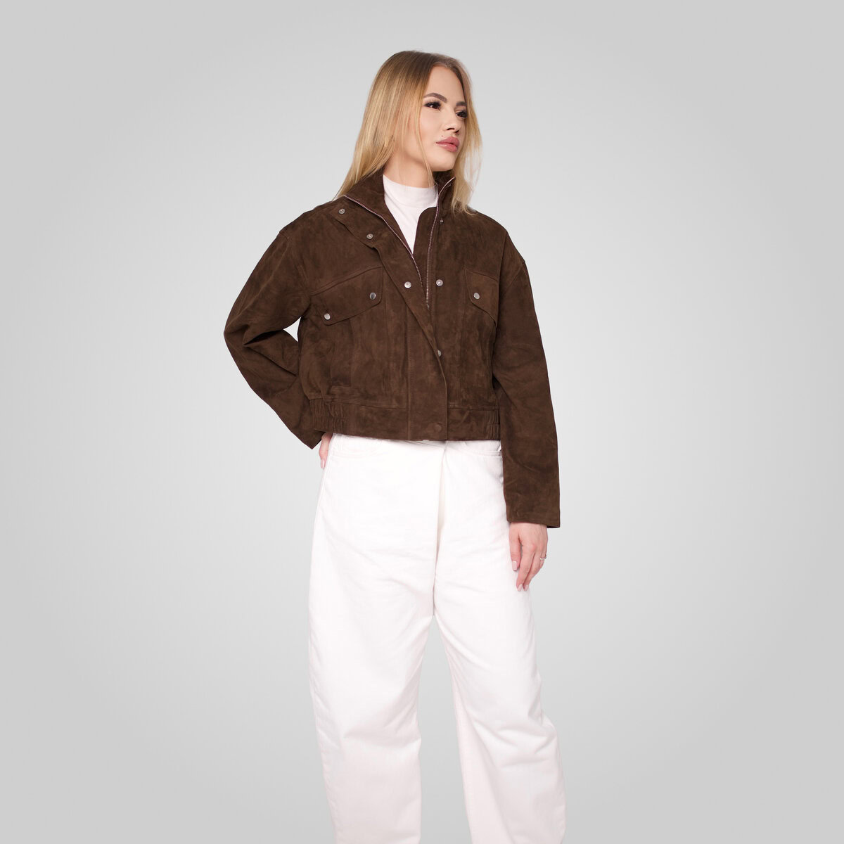 RAMONA CROPPED SUEDE JACKET | WALNUT – תמונה 6