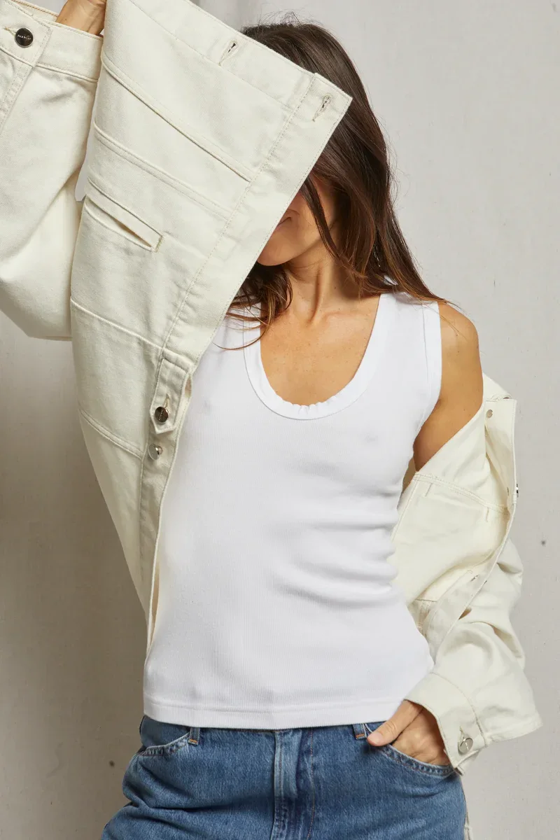 JORDAN RIBBED U-NECK TANK – תמונה 3