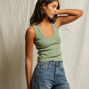 MARIA RIBBED V-NECK TANK