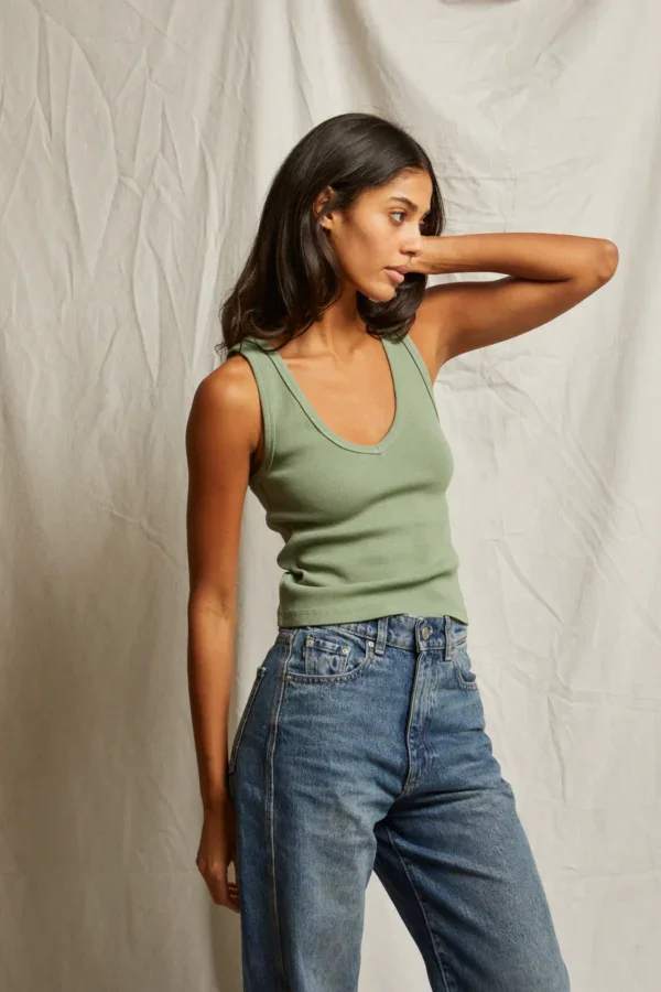 MARIA RIBBED V-NECK TANK