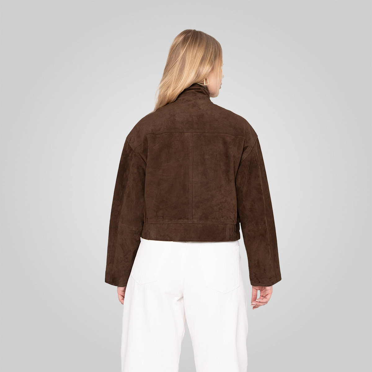 RAMONA CROPPED SUEDE JACKET | WALNUT – תמונה 9