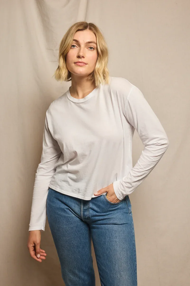 AXEL COTTON BOXY LONG SLEEVE CREW TEE – תמונה 4