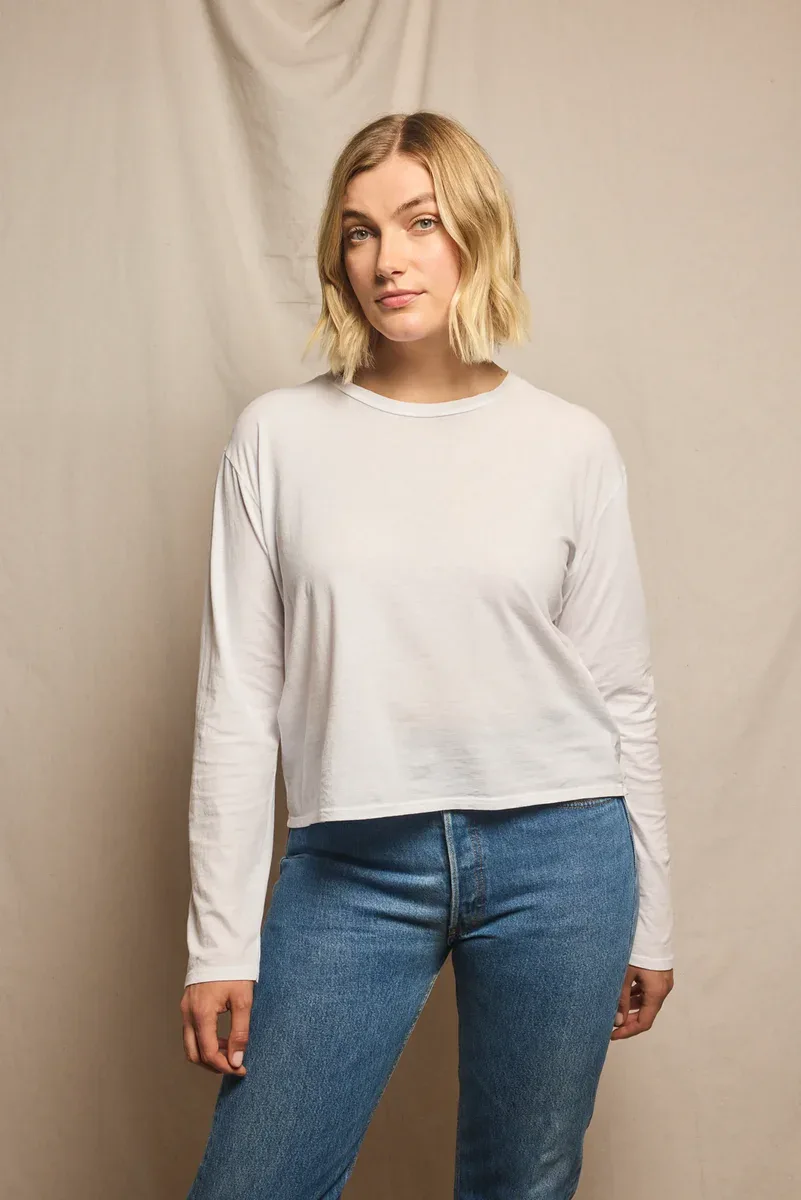 AXEL COTTON BOXY LONG SLEEVE CREW TEE – תמונה 5