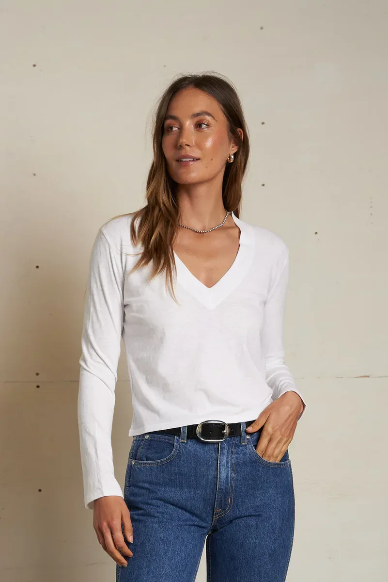 FIONA LONG SLEEVE V NECK SHIRT